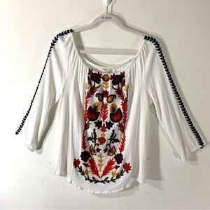 2/$35 Solitaire off shoulder embroidered peasant blouse
